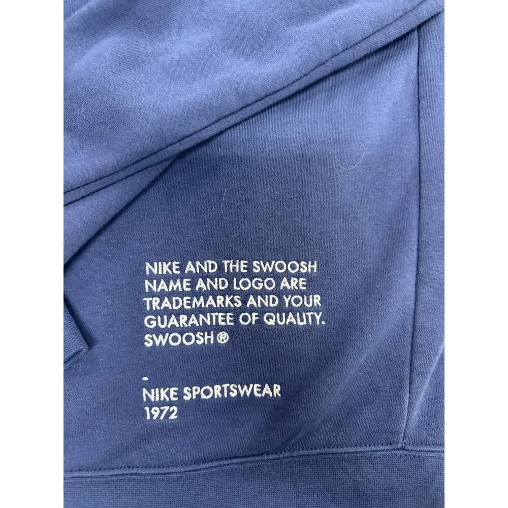 Nike Youth L Full Zip Hoodie Blue Swoosh Graphic Sleeve Logo Sweatshirt